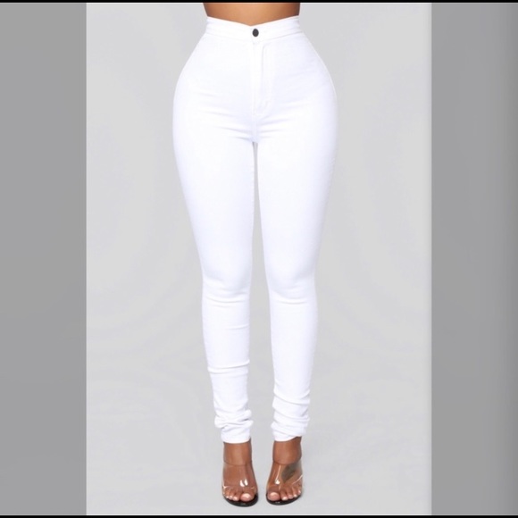 High Waist Skinny Jeans White - 7 - Picture 1 of 4
